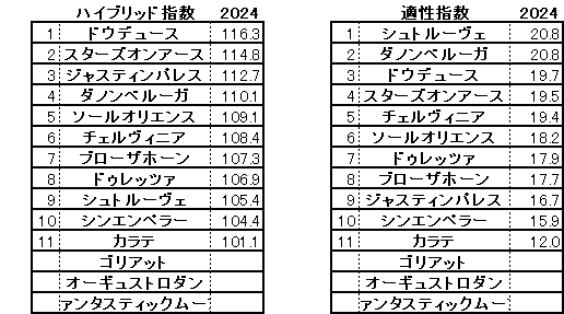 2024　ジャパンＣ　HB指数